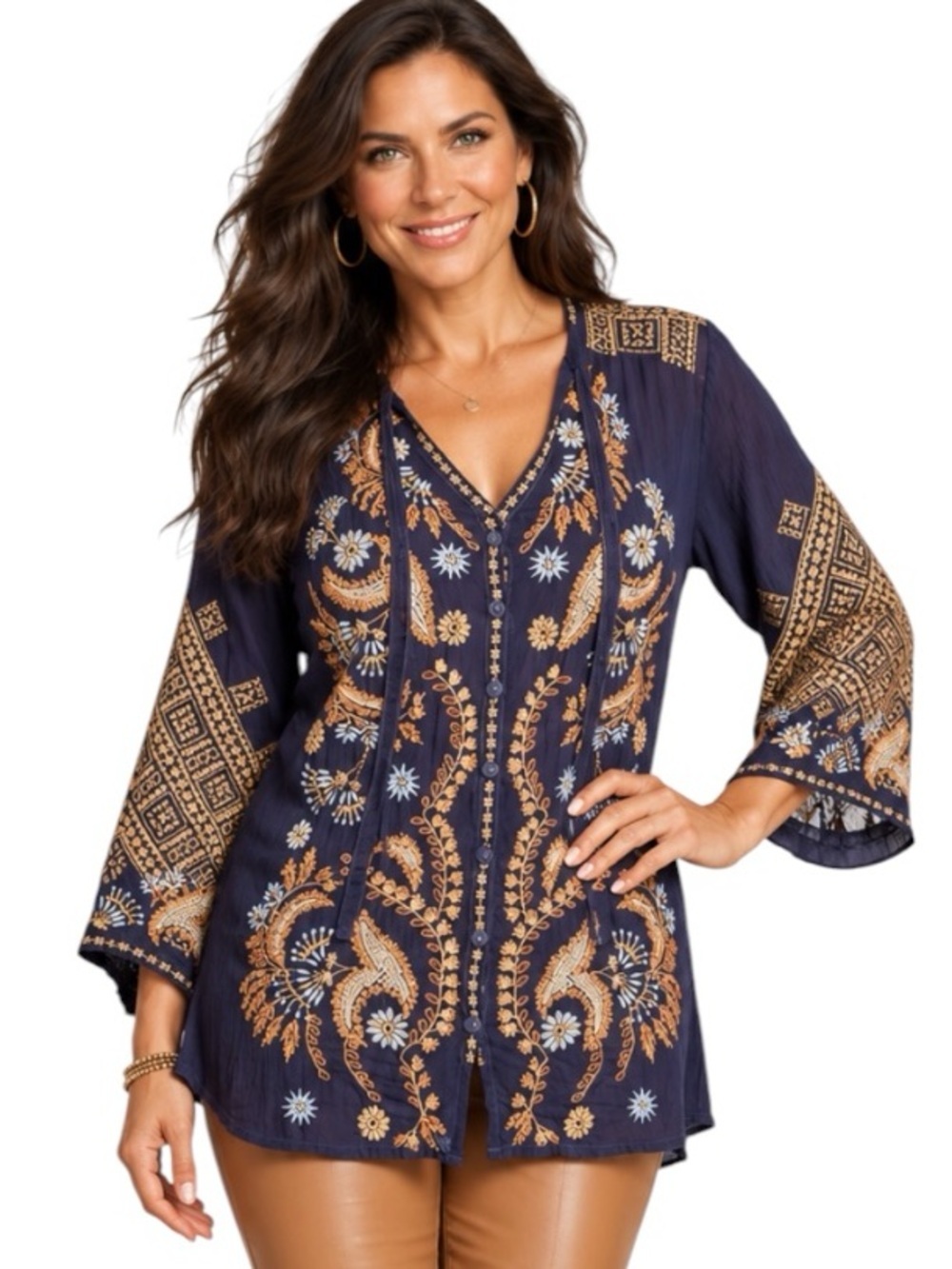 Johnny Was Minerva extremely heavily embroidered tunic/blouse NWT